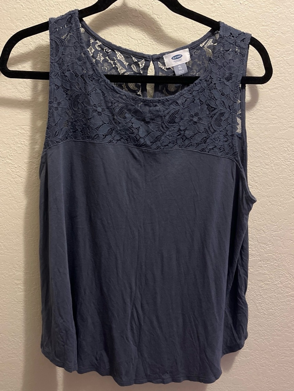 Old Navy Navy Lace Yoke Sleeveless Tank Top